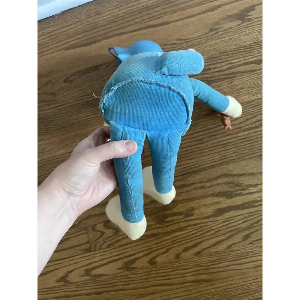 VTG 1965 Mattel Tom & Jerry Blue Corduroy Plush Doll: Non Talking, Has Stains